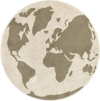 Lorena Canals RugCycled World Map Washable Cotton Blend Rug in Natural Soil Brown at Nordstrom