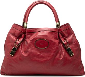Chlo&eacute; Red Color Leather Shoulder Bag Tote Bag (Pre-Owned)