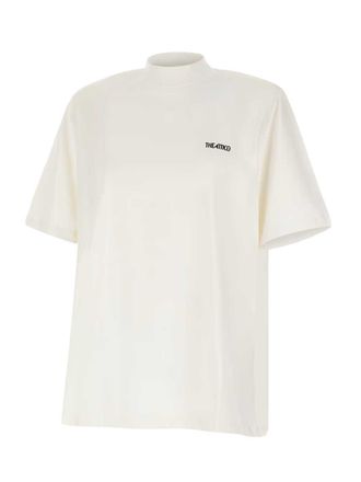 The Attico Het Attico T-shirt met hoge hals en logoprint