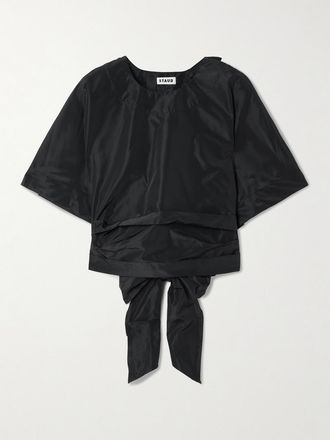 Staud T-shirt In Taffet&agrave; Con Fiocco Michelina - Nero