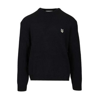 Maison Kitsun&eacute; Milano Lambswool Jumper - male - Maison Kitsun&eacute; - Round-neck Knitwear - Blue - S - Knitwear