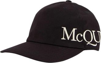 Alexander McQueen Logo Geborduurde Baseball Cap - Heren - Petten - Zwart - M - Katoen - Accessoires