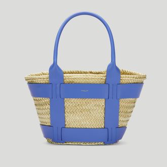 DeMellier The Santorini in Natural Basket Azure Smooth Leather Shoulder bag