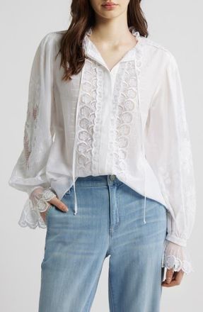 Kobi Halperin Lacey Cotton & Silk Voile Shirt in White at Nordstrom, Size X-Small