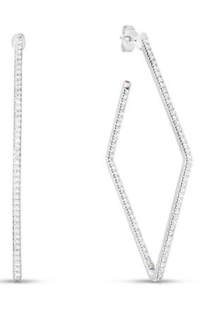 Roberto Coin Diamond Square Hoop Earrings in White Gold at Nordstrom