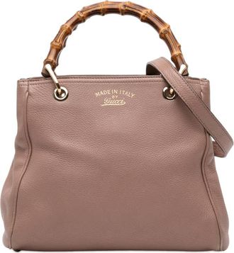 Gucci Pre-owned Gucci Small Calfskin Bamboo Shopper Satchel Ladies 336032 520981