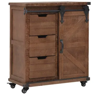 vidaXL Mobiletto In Legno Massello Di Abete 64x33,5x75 Cm Marrone - Vidaxl