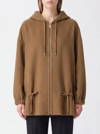 Max Mara Cappotto monopetto in lana con cappuccio e chiusura a zip