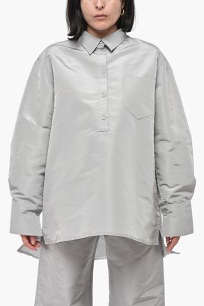 Super Blond Camicia Oversized in Organza di Seta con Taschino Super Blond