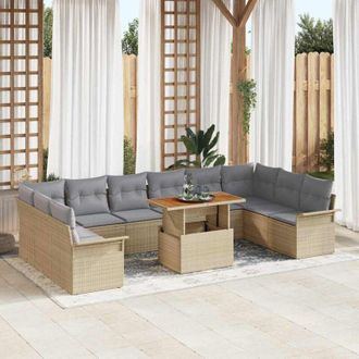vidaXL Conjunto De Sof&aacute; De Jard&iacute;n 11 Pcs Beige Polirat&aacute;n Vidaxl