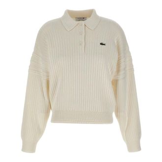 Lacoste Katoenen gebreide polo - Dames - Tops - Wit - Maat: M Katoen