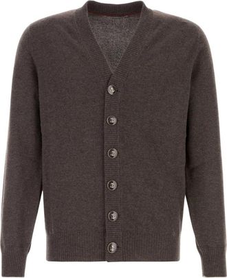Brunello Cucinelli Cashmere Cardigan - Heren - Vesten - Bruin - 2XL - Kasjmier - Truien & Vesten