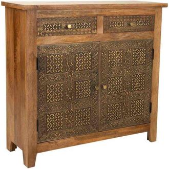 Wanderlust Deco Aparador De Madera Marr&oacute;n 102x33x102 Cm