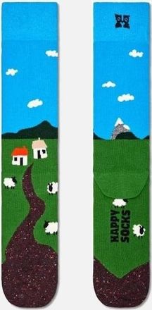 Happy Socks Mens Little House On The Moorland Socks, Blue/Green - Size: 10/9.5/9/10.5/11/11.5/12/12.5
