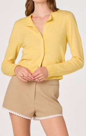 Astr Mary Classic Button Front Cardigan In Yellow