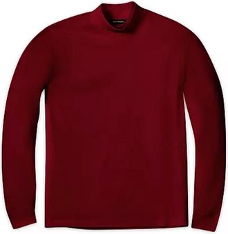 Scott Barber Mens Pima Mock Turtleneck Top In Burgundy