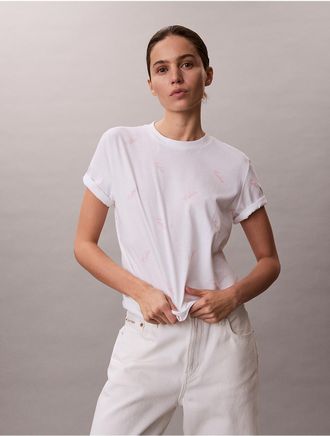 Calvin Klein Jeans Calvin Klein Womens Allover Script Logo Classic T-Shirt - White - XL