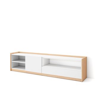 Skraut Home Skraut Home - Mueble Tv, Televisi&oacute;n, 207x37x50cm, Para Tv Hasta 80, Blanco Y Roble Soft