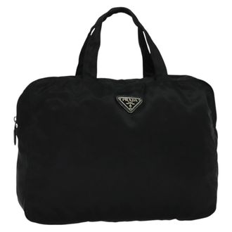 Prada Vintage Handbag Tessuto Black Nylon Handbag (Pre-Owned)