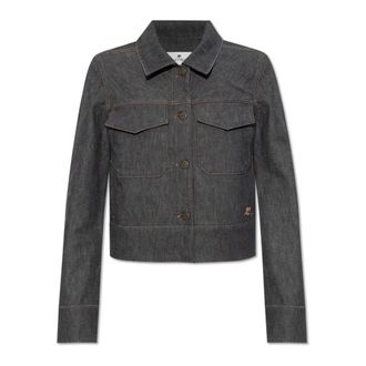 Courrèges Denim Jackets, female, Gray, Size: 2XS Denim Utility Trucker Jacket