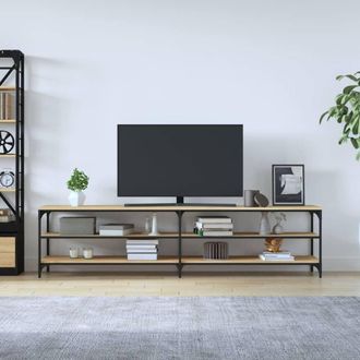 Berkfield Home TV Cabinet Sonoma Oak 200x30x50 cm Engineered Wood & Metal in Brown | Size: 200 x 30 x 50 cm