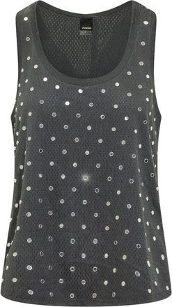 Pinko Black Embellished Round Neck Top