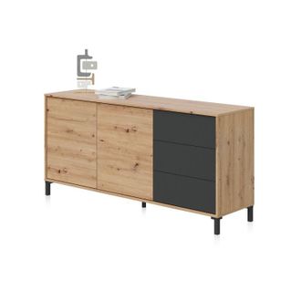 F.R.S. Frs - Aparador Brooklyn Gris Antracita - Roble Nodi 154cm (ancho) X 74cm (alto)