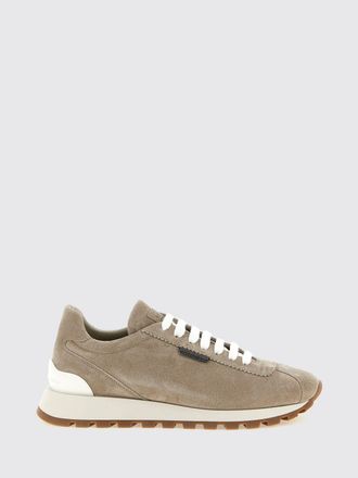 Brunello Cucinelli Suede Calfskin Low-Top Trainers with Monili Detail