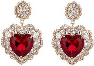 Eye Candy Los Angeles Vera Red Cubic Zirconia Heart Drop Earrings at Nordstrom Rack