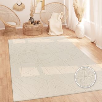 Paco Home Paco Home Alfombra Salon De Habitacion Pelo Largo Nordica Boho Chic Abstract Felpa Beige 160x220 Cm