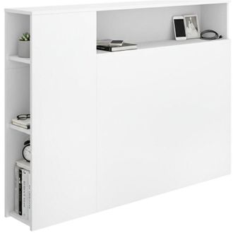 Dmora Testiera Letto Lander, con Vani Libreria, Singolo, Colore Struttura, 23x127 cm Bianco