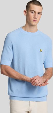 Lyle & Scott Linnenmix Gebreide T-shirt - Lichtblauw