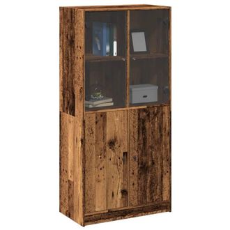 Berkfield Home Highboard with Doors Old Wood 68x37x142 cm Engineered Wood in Brown | Size: 68 x 37 x 142 cm