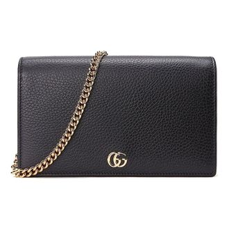 Gucci (WMNS) Gucci Marmont Leather Mini Chain Bag Black Gold 497985-CAO0G-1000