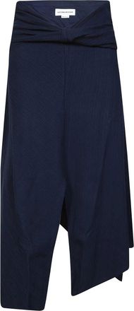 Victoria Beckham Gonna Midi Dettaglio Avvitato - Dames - Midirokken - Blauw - L - Leer - Rokken
