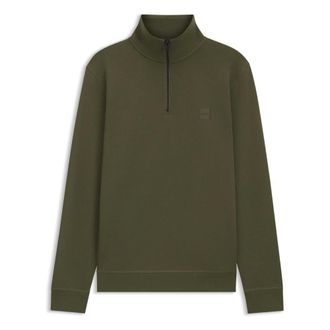 HUGO BOSS Hoodies & sweatvesten, Heren, Groen, 2Xl, Katoen, Troyer Kraag Sweatshirt