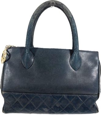 Chanel Black Leather Handbag Tote Bag (Pre-Owned)