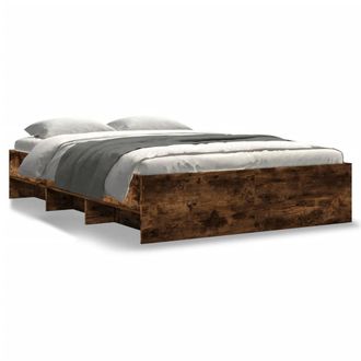 Berkfield Home Bed Frame without Mattress Smoked Oak 140x190 cm Engineered Wood in Brown