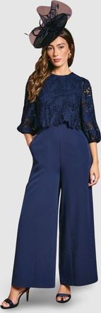 Coast Lace Overlay Wide Leg Jumpsuit in Navy at Nordstrom, Size 10