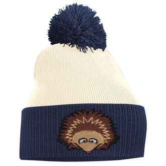 Bang Tidy Clothing Womens Pom Pom Beanie - Hedgehog - French Navy and Off White