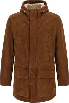 Brunello Cucinelli Brown Lamb Leather Leather Mens Jacket