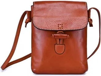 OLD TREND Ixia Genuine Leather Minimal Everyday Crossbody in Cognac at Nordstrom