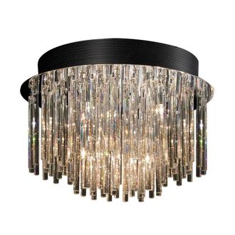 Netlighting Classic Flush Ceiling Light Chrome 10 Light with Crystal Shade G4 in Grey
