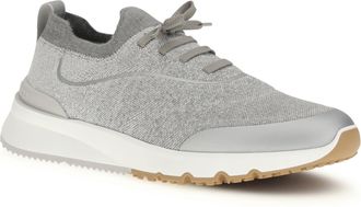 Brunello Cucinelli Mens Techno Cotton Knit Sneakers Runners Coke+latte+silver+bianco-Ambra-Grigio Upper: Cotton; Sole: Rubber Coke+latte+silver+bianco/ambra/grigio