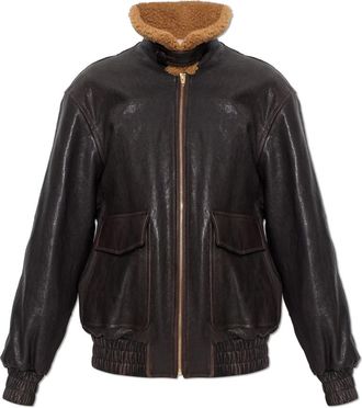 Valentino Garavani The Leather Jacket - Dames - Leren en Su&egrave;de Jassen - Bruin - XS - Wol - Jassen