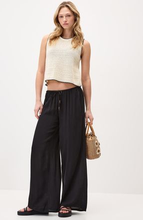 Twik Womens Crinkled elastic-waist wide-leg pant