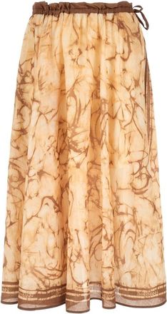 Zimmermann Indra Midi Rok - Dames - Midirokken - Beige - M - Rokken