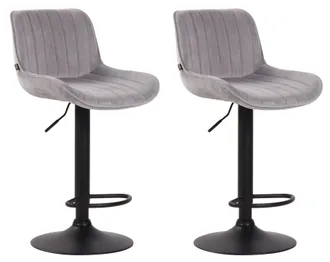 Clp Clp - Set De 2 Taburetes De Bar Lentini En Terciopelo Gris Negro