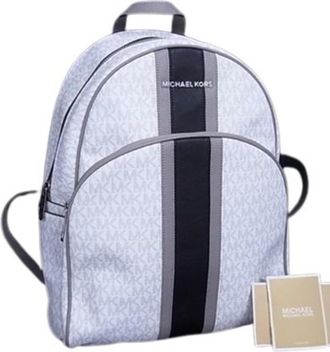 Michael Kors Gray White Pvc Leather Backpack (Pre-Owned)