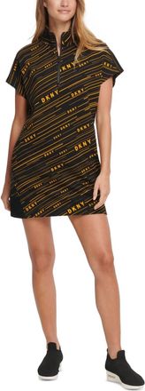 DKNY Activewear Meteorite Logo Print Fitness Workout Dress In Black